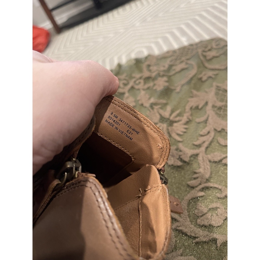 FRYE Judith Double Zip Ankle Boots Leather Brown‎ Block Heel Women's 8.5M - Picture 7 of 9